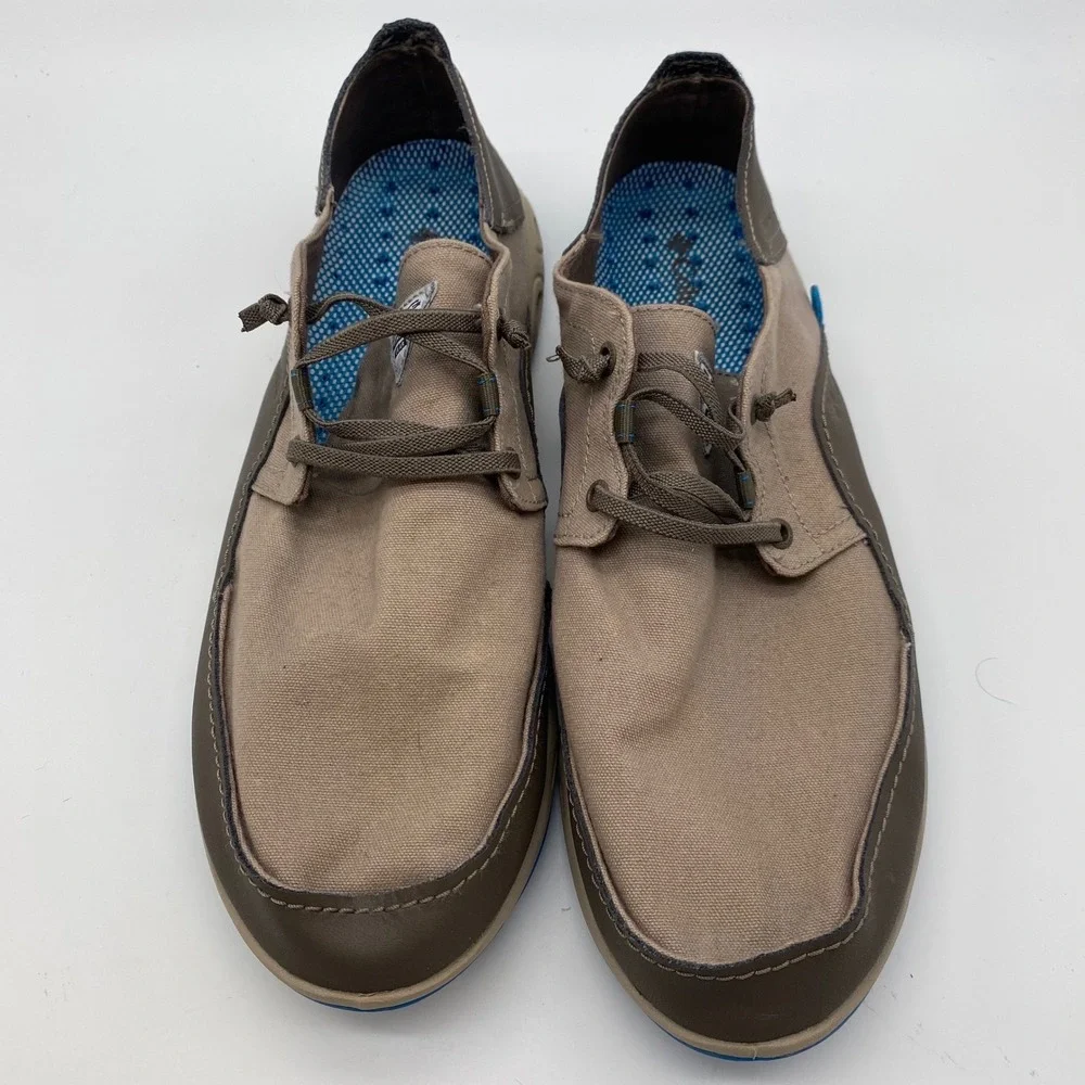 Columbia Bahama Vent PFG Boat Shoes Mens 13 Wide Brown Canvas Leather BI4676-006